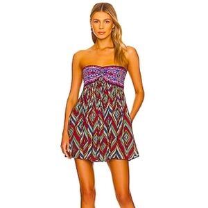 NWT Free People Elowen Strapless Tube Boho Romper in Dark  Combo XL